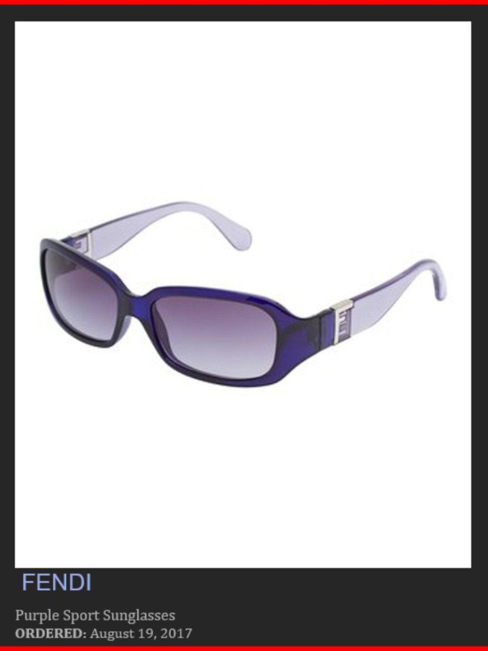 FENDI Purple Sport Sunglasses - FS385 - Rectangular Purple Tint - Never Worn